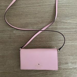 Kate Spade pink  mini phone and wallet w/crossbody strap